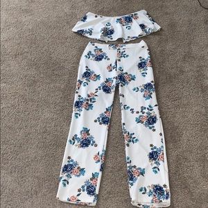 Floral Crop Top and High Waisted Pants